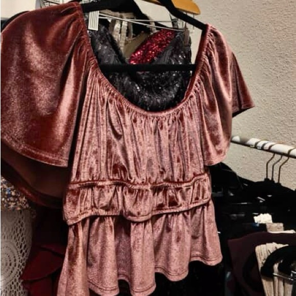 ALTAR’D STATE Chic Velvet Blouse - Dusty Rose (Size M) - Picture 2 of 7